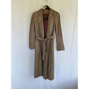 Vintage Ami Leather Ltd. Leather Belted Coat/Duster Size 10 Tan, Nice